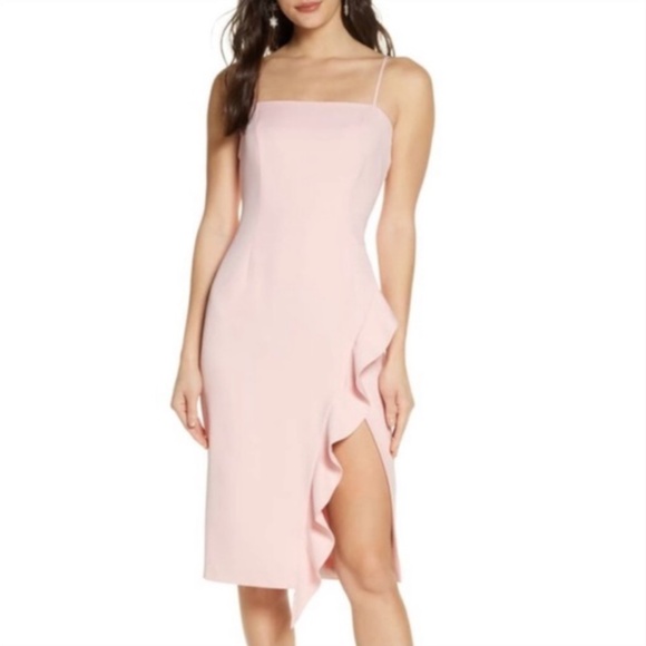 Bardot Dresses & Skirts - Bardot Carmelle Cocktail Ruffle Detail Dress Blush